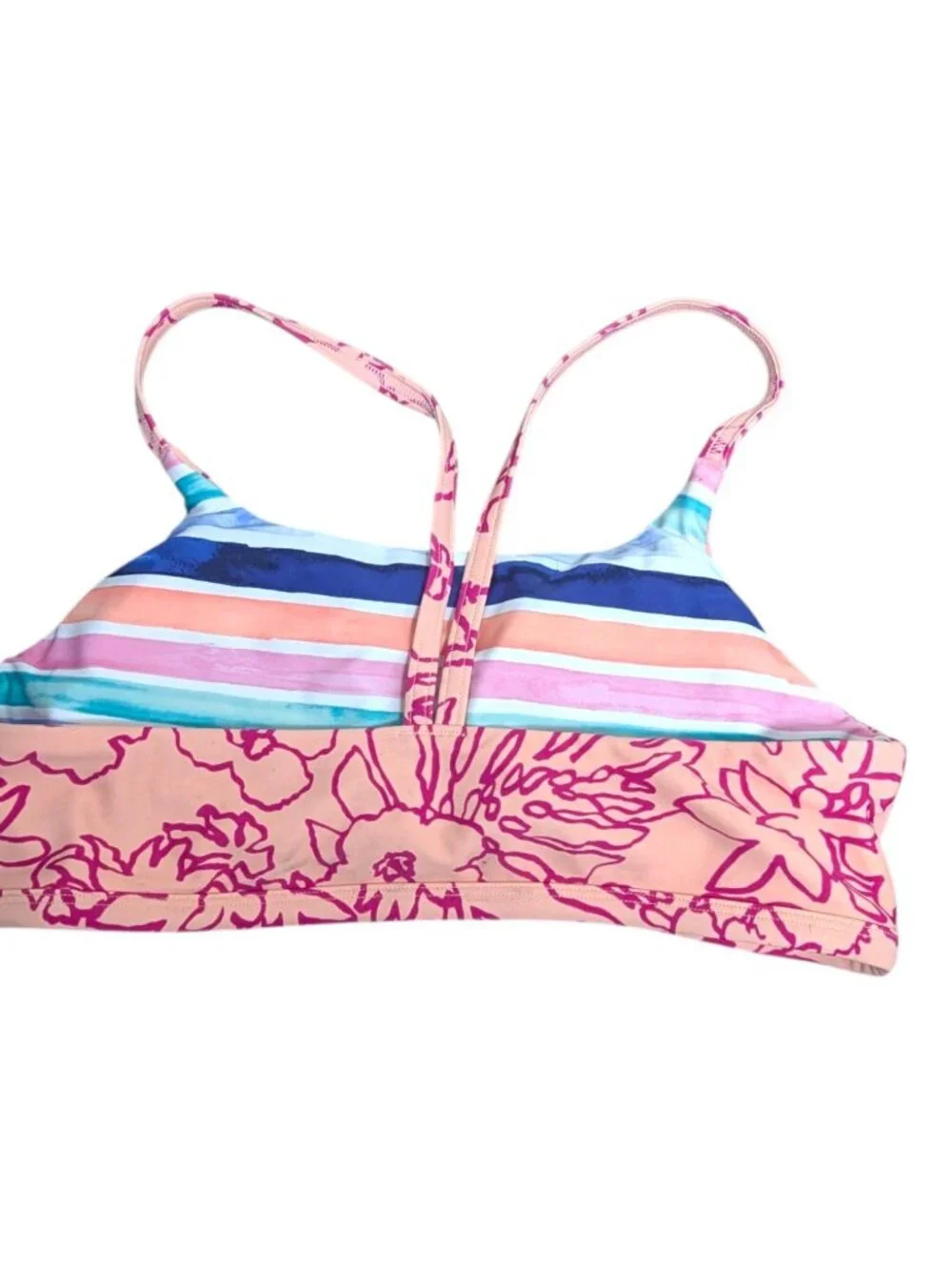 Athleta Girl Cannonball 2.0 2 pc Swim Set M Floral Board Shorts Top Medium 8/10